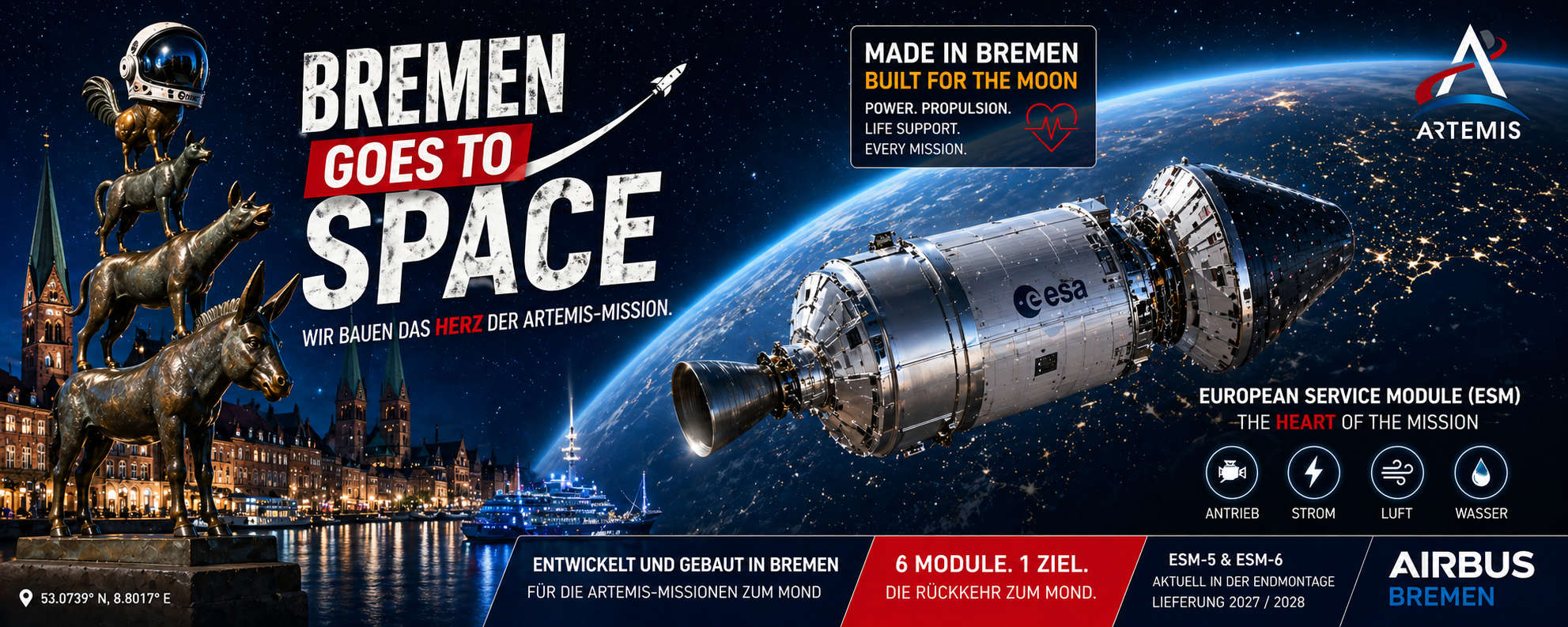 Bremen — Built for the Moon: Das European Service Module von Airbus für die Artemis-Mond-Missionen