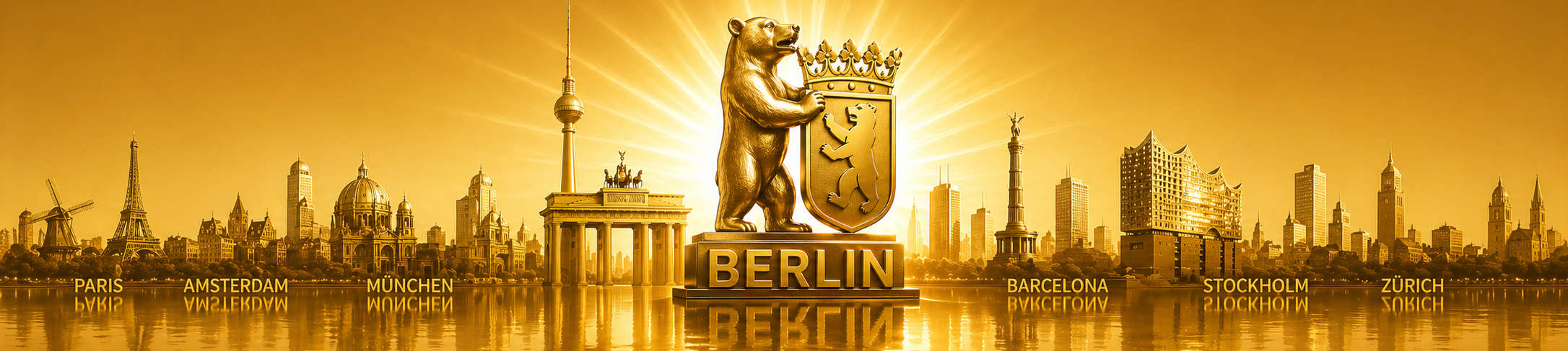 Berlin als Startup-Hub mit europäischen Vergleichsstädten, Paris, Amsterdam, München, Barcelona, Stockholm, Zürich